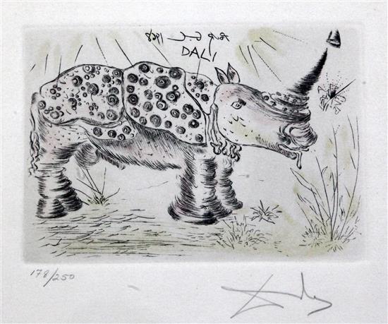 After Salvador Dali Rhinoceros, overall 10.75 x 14.5in.